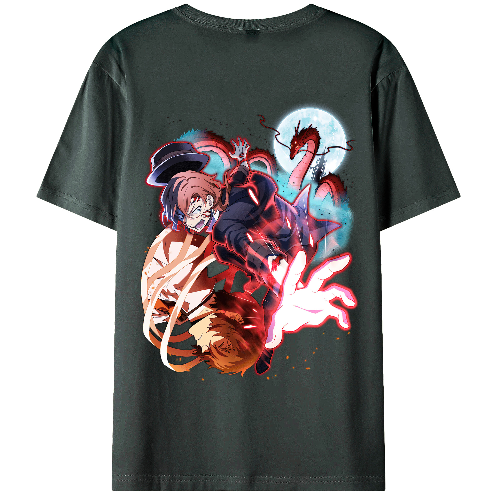 （画像用） 文豪ストレイドッグス Bungo Stray Dogs 綿100％ メンズ半袖Tシャツ（バックプリント） 通気性